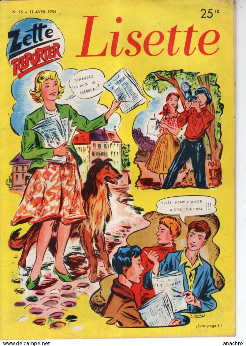 Magazine LISETTE N°15 ZETTE Reporter Du 11 Avril 1954 NIQUE Et Son Scooter - Lisette
