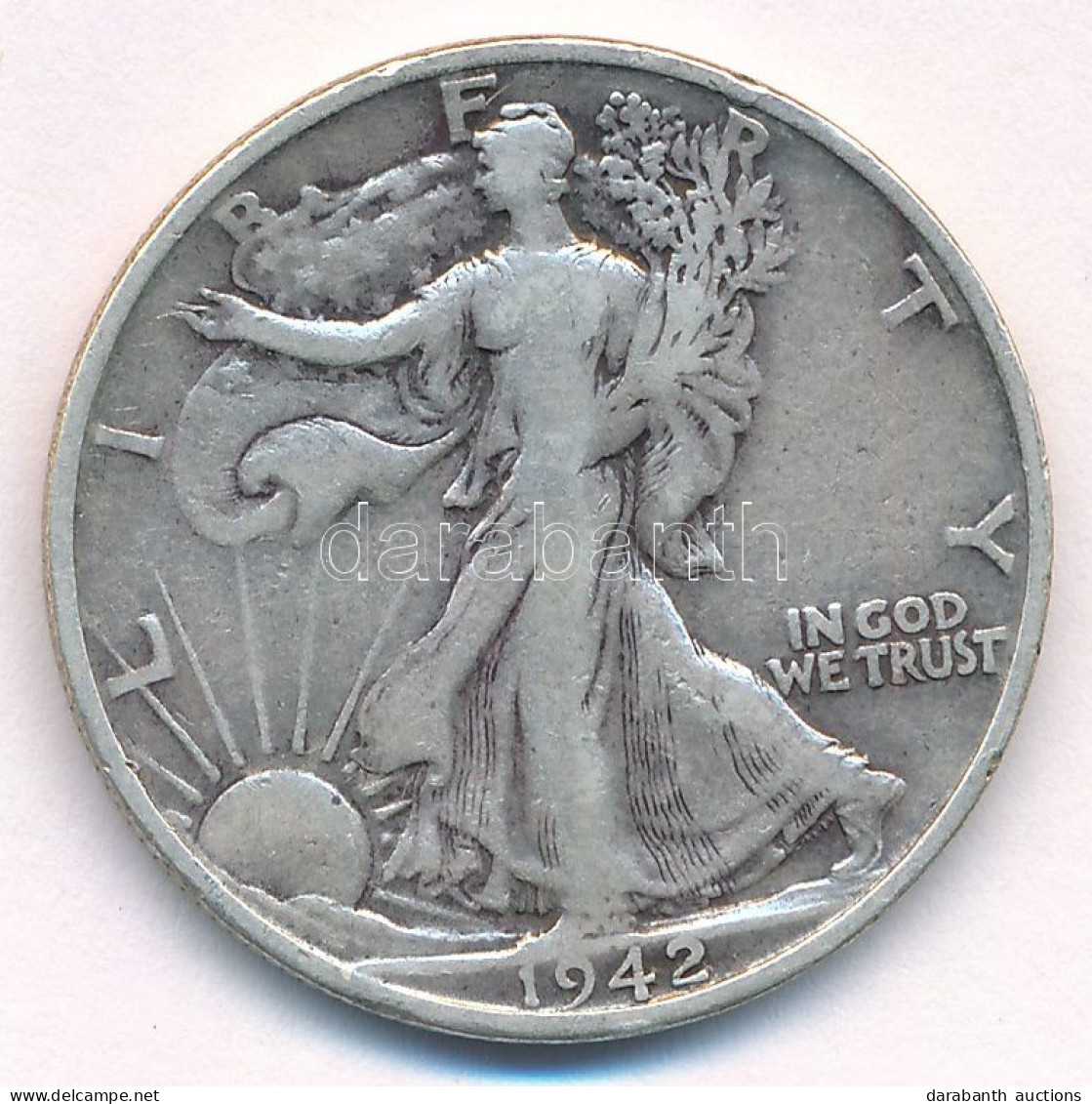 Amerikai Egyesült Államok 1942D 1/2$ Ag "Walking Liberty" T:F USA 1942D 1/2 Dollar Ag "Walking Liberty" C:F Krause KM#14 - Unclassified