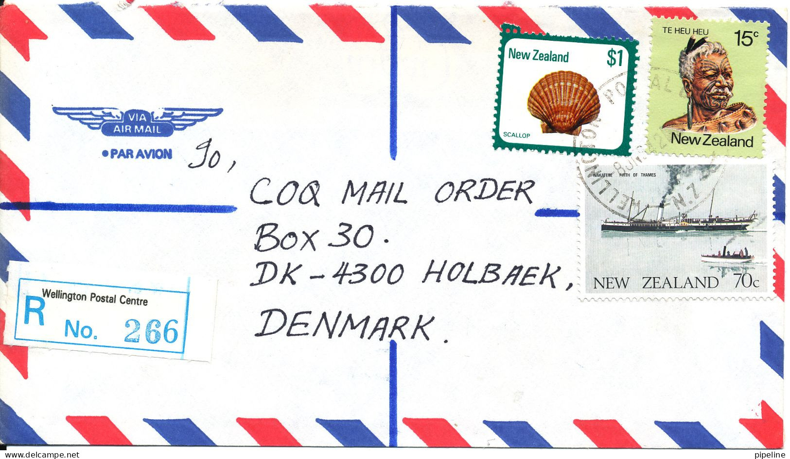 New Zealand Registered Air Mail Cover Sent To Denmark 8-1-1984 Topic Stamps - Poste Aérienne