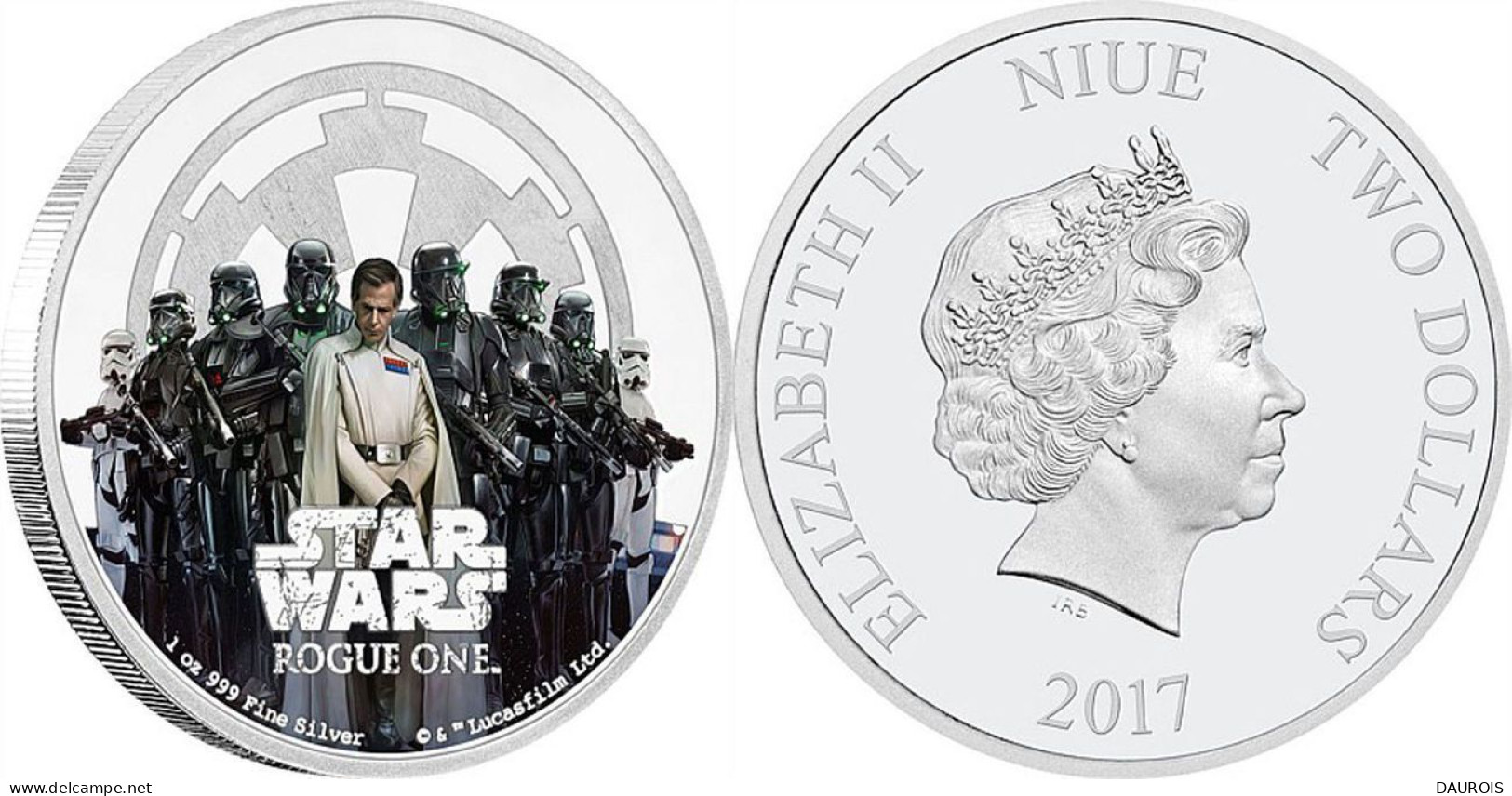 Pièce Colorée De 1 Oz En Argent Pur Rogue OneMC : Une Histoire De Star WarsMC - - Niue