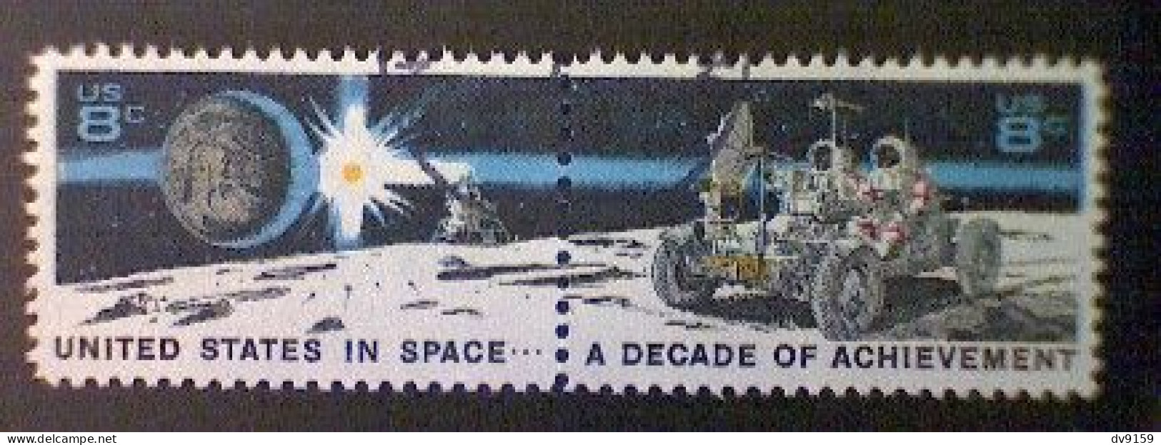 United States, Scott #1435b, Used(o), 1971, Moonscape, Continuous Pair, 8¢ - Usados