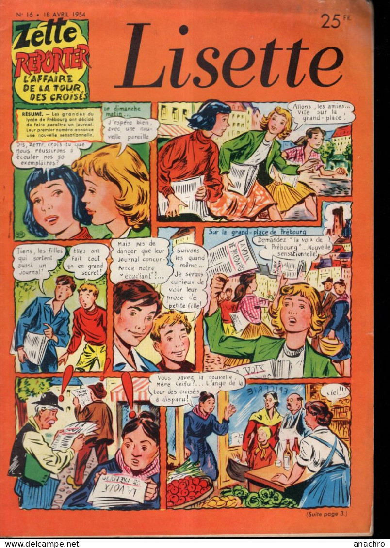 Magazine LISETTE N°16 ZETTE Reporter Du 18 Avril 1954 NIQUE Et Son Scooter - Lisette