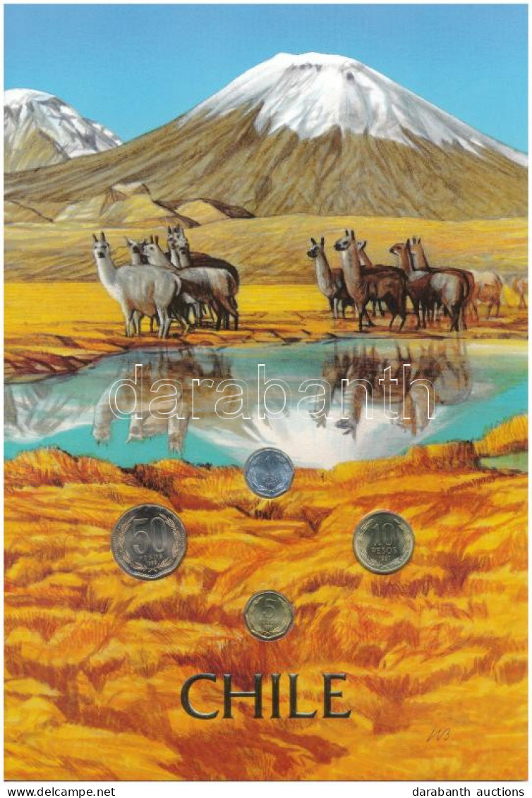 Chile 1992-1997. 1P - 50P (4xklf) Forgalmi Szett Dekoratív, Informatív Kartonlapon T:UNC Patina Chile 1992-1997 1 Peso - - Unclassified