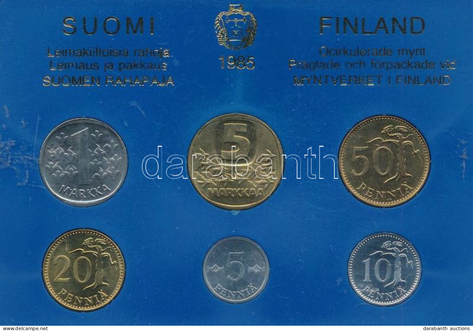 Finnország 1985. 5p-5M (6xklf) Forgalmi Sor Plasztik Tokban T:UNC Finland 1985. 5 Pennia - 5 Markka (6xdiff) Coin Set In - Ohne Zuordnung