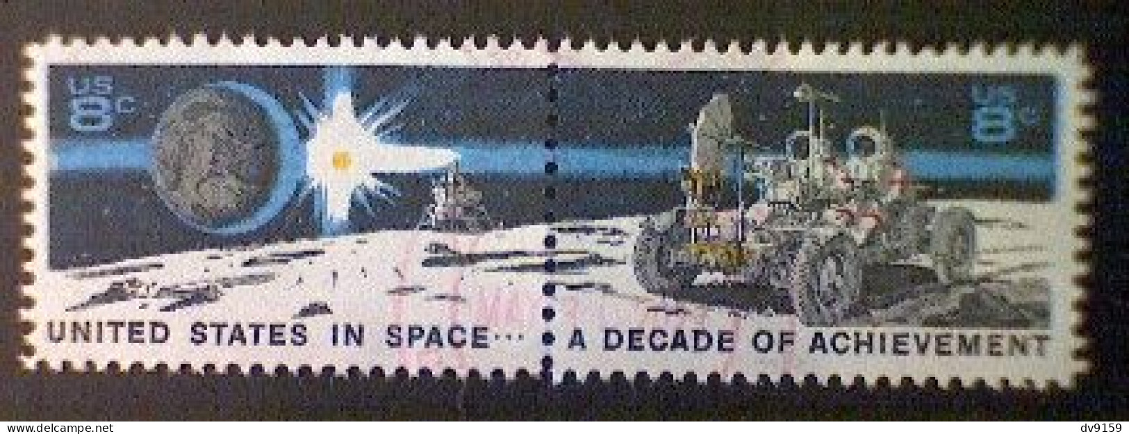 United States, Scott #1435b, Used(o), 1971, Moonscape, Continuous Pair, 8¢ - Oblitérés