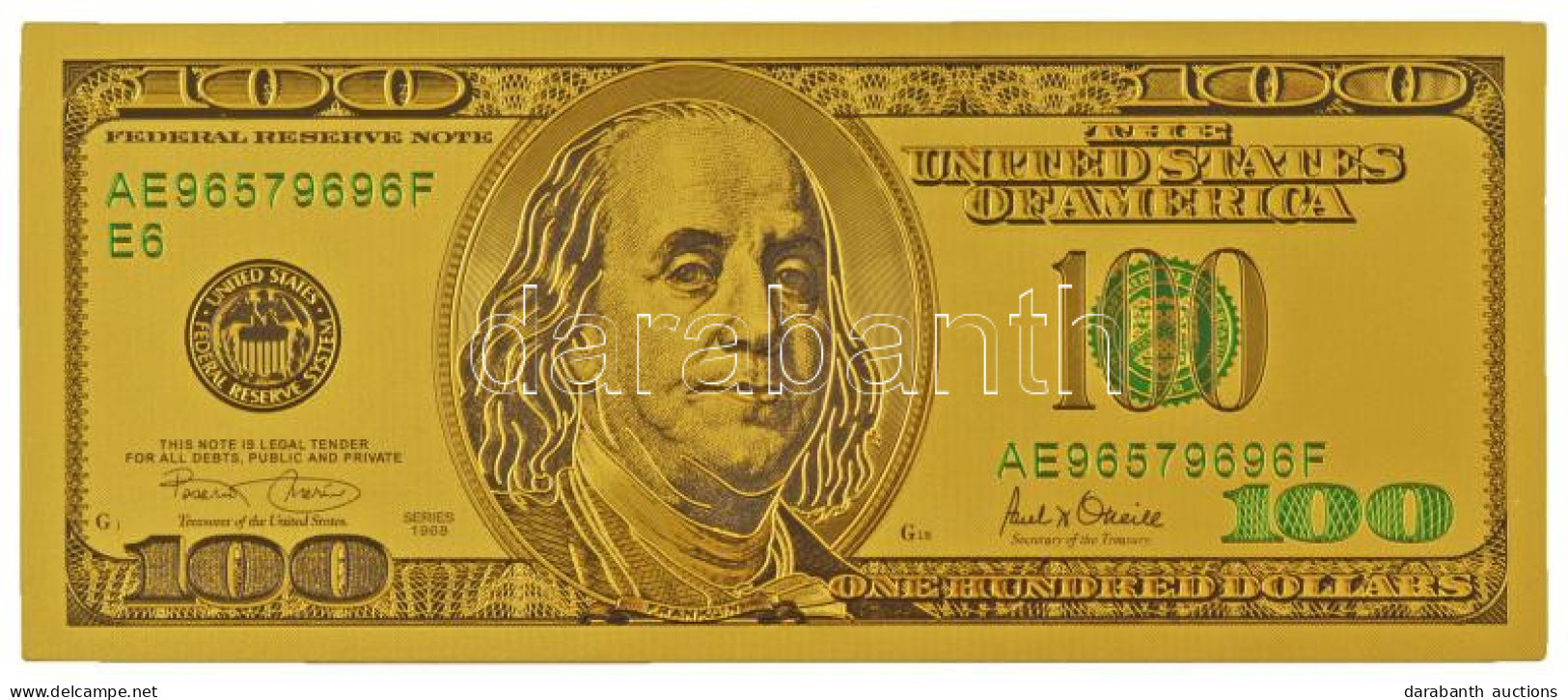 Amerikai Egyesült Államok 1968. 100$ "Federal Reserve Note" Aranyozott Bankjegy Replika T:UNC USA 1968. 100 Dollars "Fed - Unclassified