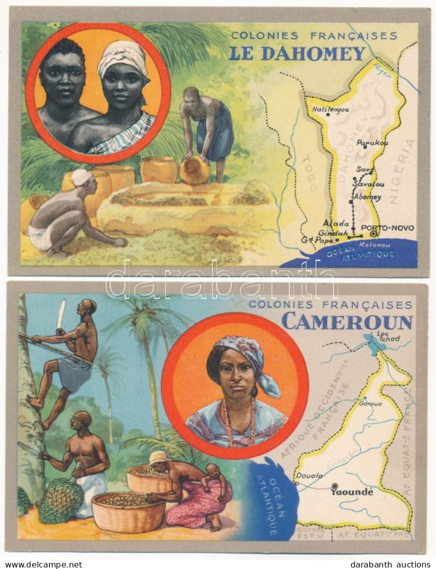 ** 23 Db RÉGI Nyomtatvány: Francia Gyarmatok Térképekkel, Hátoldalon Leírásokkal / 23 Pre-1945 Cards With Informations O - Unclassified