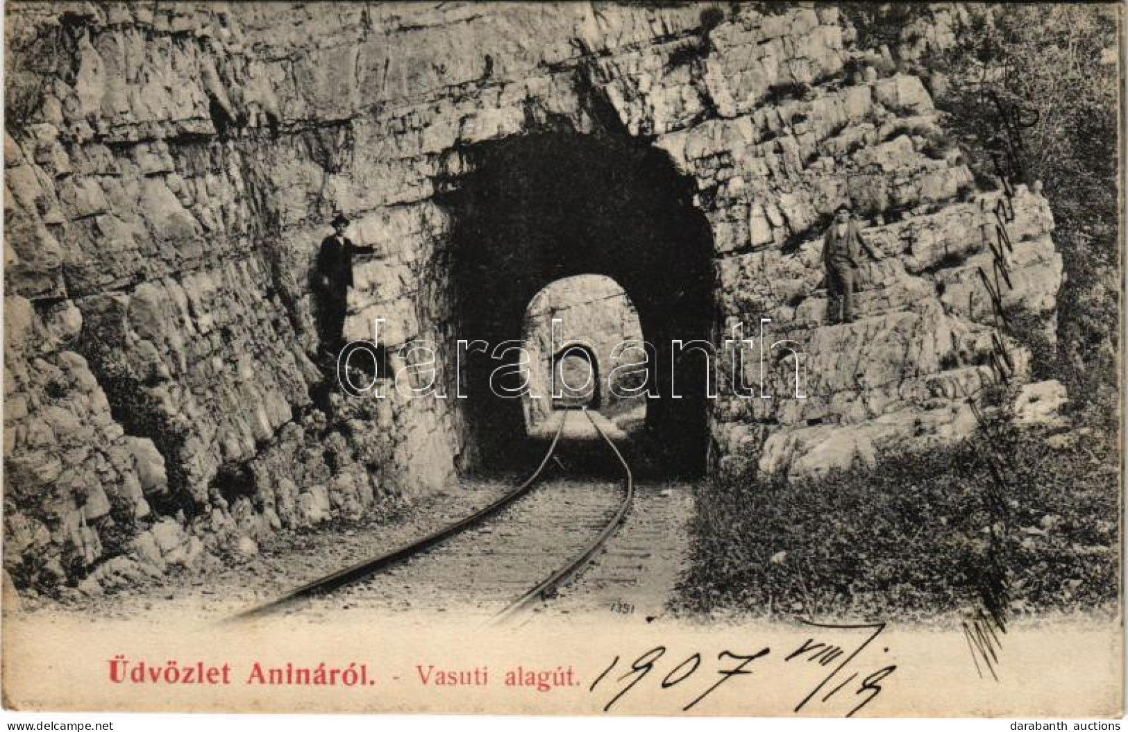 * T2/T3 1907 Anina, Stájerlakanina, Steierdorf; Vasúti Alagút. Hollschütz Kiadása / Railway Tunnel - Ohne Zuordnung