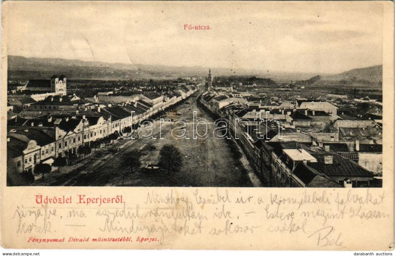 T2/T3 1905 Eperjes, Presov; Fő Utca. Fénynyomat Divald Műintézetéből / Main Street (fl) - Ohne Zuordnung