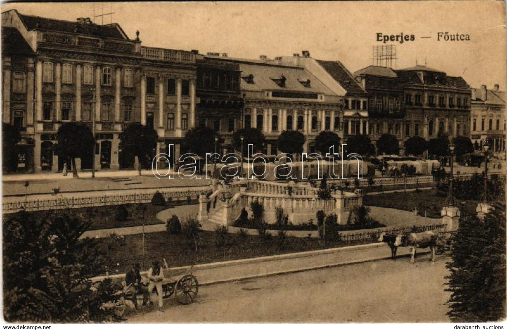 T2/T3 1916 Eperjes, Presov; Fő Utca, Piac, Gyógyszertár, Glück üzlete / Main Street, Market, Pharmacy, Shops (EK) - Ohne Zuordnung