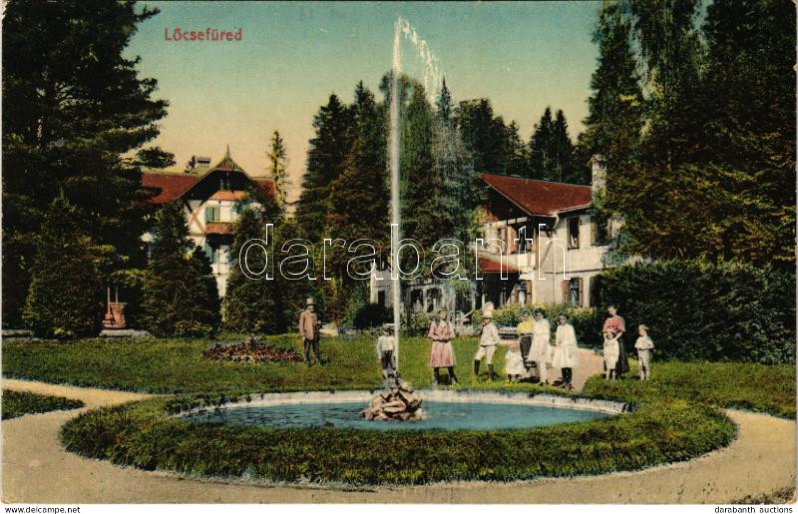 * T3/T4 1912 Lőcsefüred, Lőcse-fürdő, Levocské Kúpele (Lőcse, Levoca); Szökőkút, Fürdőházak, Villák / Fountain, Spa (Rb) - Ohne Zuordnung