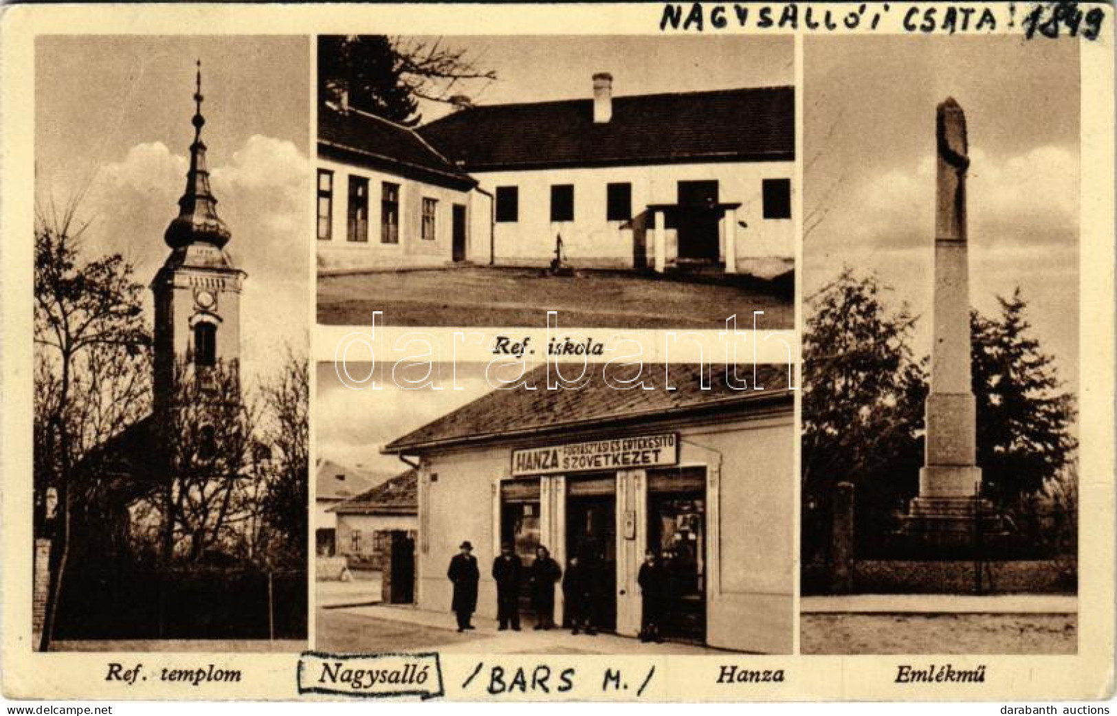 T2 1944 Nagysalló, Tekovské Luzany, Tekovské Sarluhy; Református Templom és Iskola, Emlékmű, Hanza Fogyasztási és értéke - Ohne Zuordnung