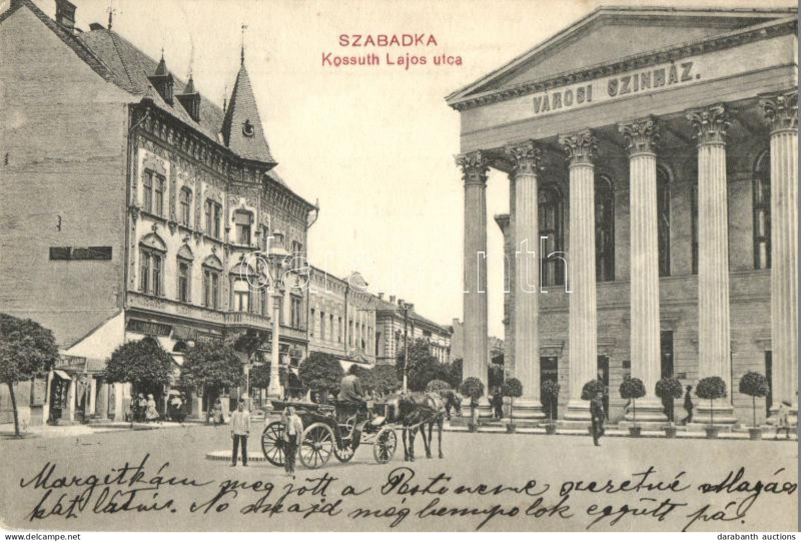 * T2 1911 Szabadka, Subotica; Kossuth Lajos Utca, Városi Színház, Nánay Mihály, Sturcz Béla, Dávid üzlete, Drogéria (gyó - Non Classés