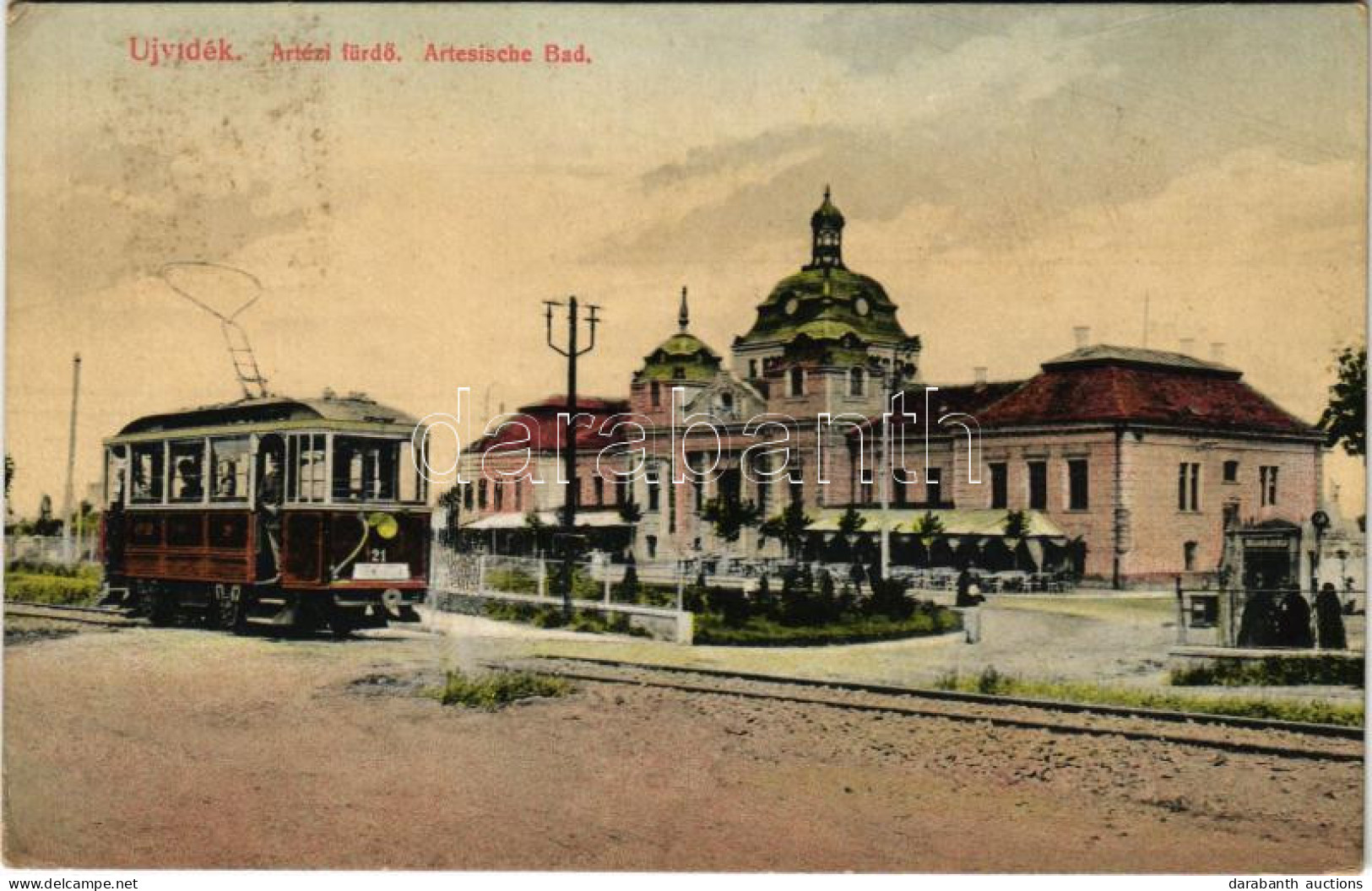 ** T2/T3 Újvidék, Novi Sad; Artézi Fürdő, Villamos. Hajós Tőzsde Kiadása / Spa, Tram (EK) - Non Classés