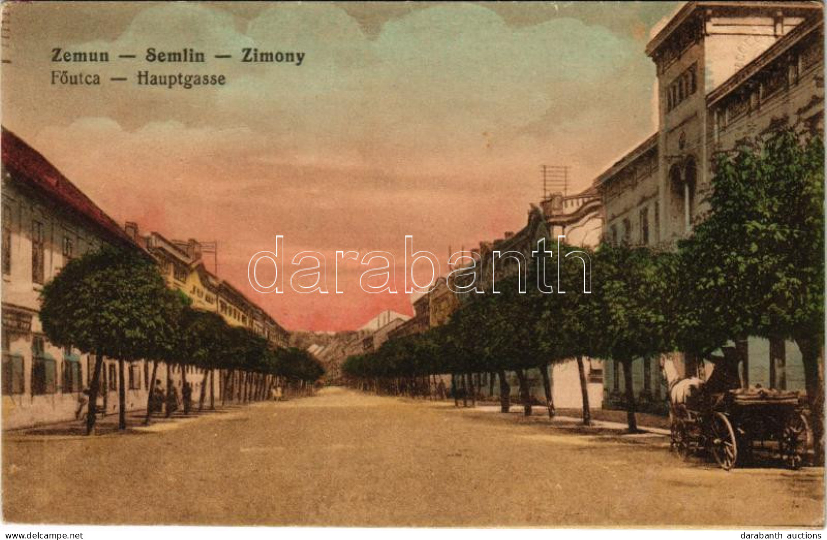 * T2/T3 Zimony, Semlin, Zemun; Fő Utca. Vasúti Levelezőlapárusítás 376. / Hauptgasse / Main Street (EK) - Non Classés