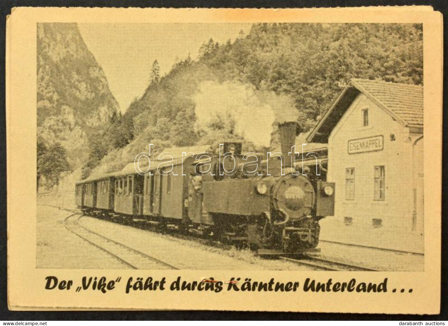 Eisenkappel, Bahnhof, Der "Vike" Fährt Durchs Kärntner Unterland... / Railway Station, Locomotive, Train. 3-tiled Touris - Unclassified