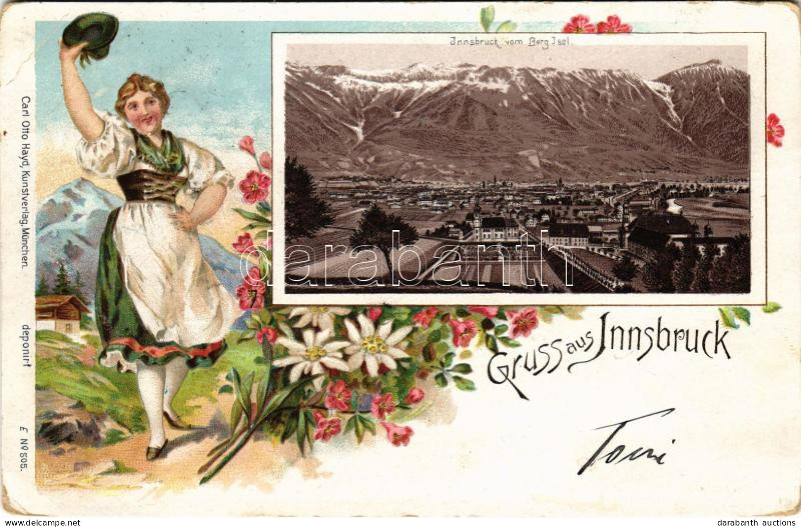 T3 Innsbruck (Tirol), Vom Berg Isel. Carl Otto Hayd Kunstverlag Art Nouveau, Floral, Litho (EB) - Unclassified