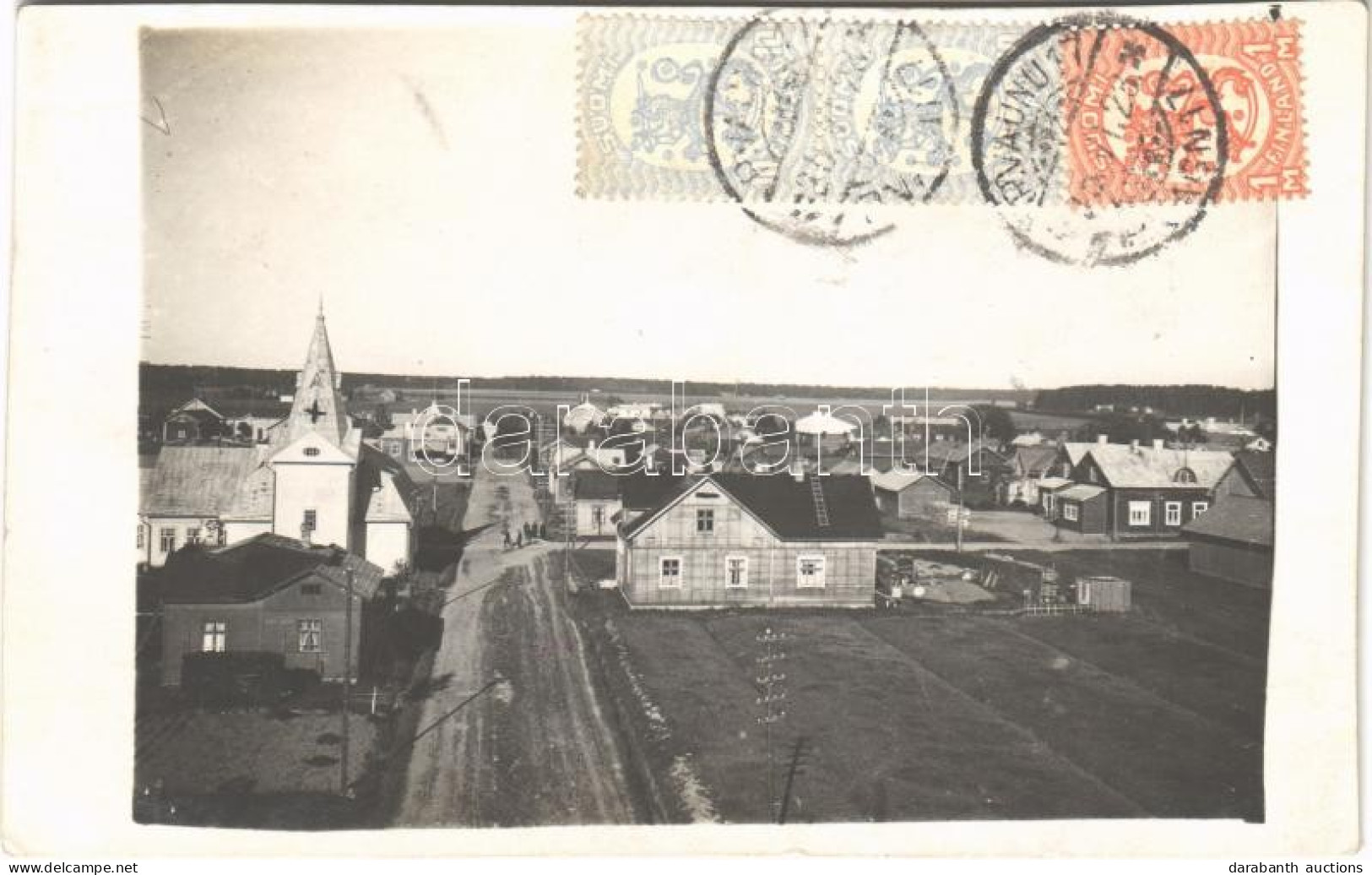 T2/T3 1928 Loimaa (?), Street View, Church. TCV Card. Photo - Non Classés
