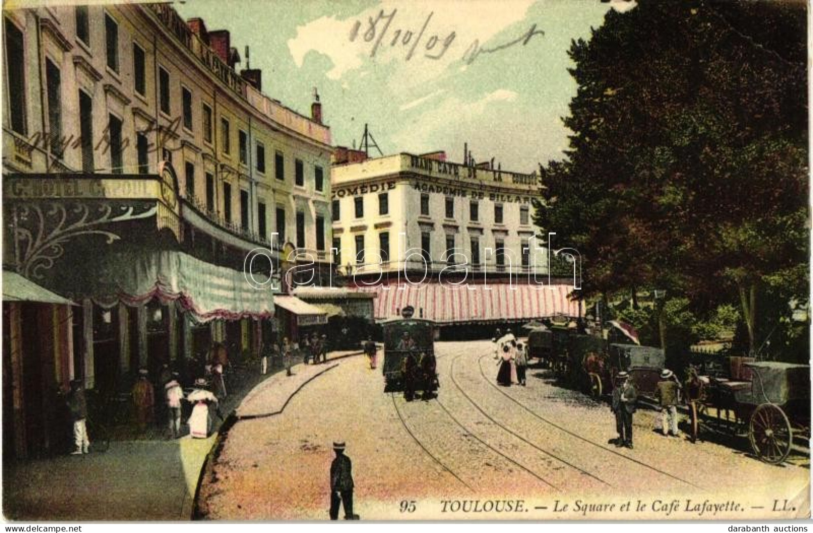 T3 Toulouse, Le Square Et Le Cafe Lafayette / Square, Cafe, Omnibus, Hotel Capoul, Grand Cafe De La Comedie (EB) - Non Classés