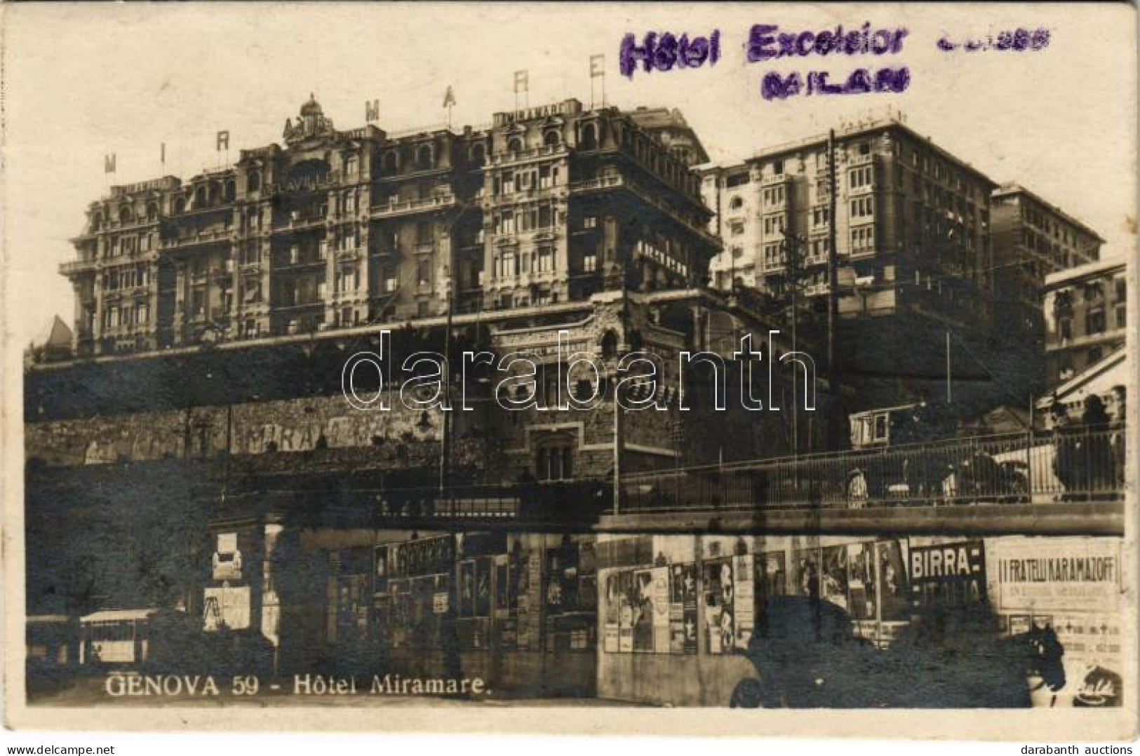 T2 1925 Genova, Genoa; Hotel Miramare, Advertising Posters, Tram - Ohne Zuordnung