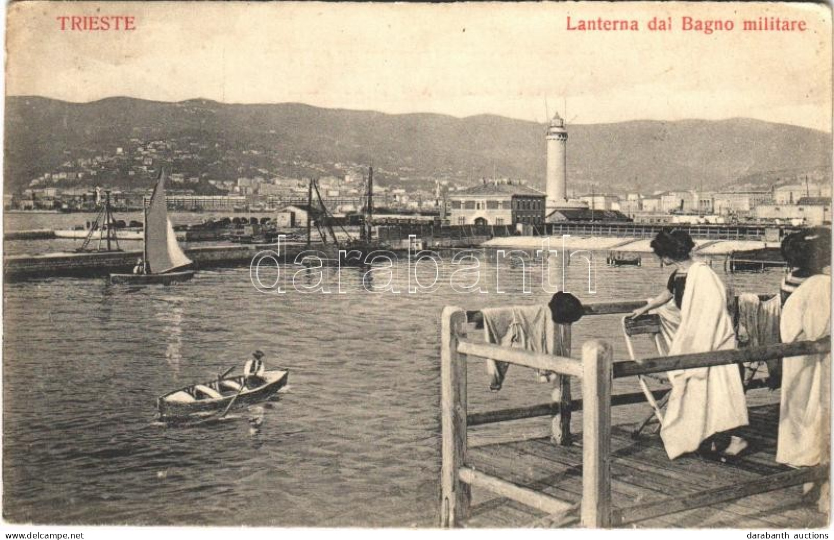 ** T2/T3 Trieste, Trieszt, Trst; Lanterna Dal Bagno Militare / Lighthouse, Military Bath, Spa, Beach (EK) - Zonder Classificatie