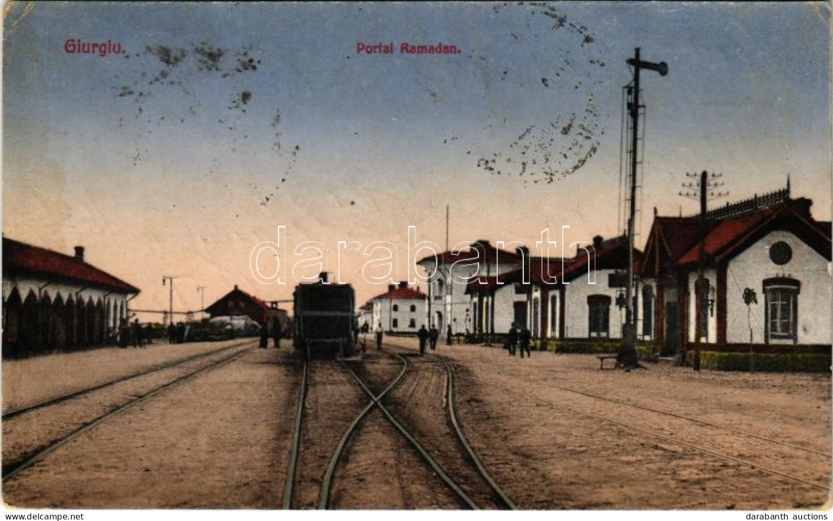 T2/T3 1925 Giurgiu, Gyurgyevó, Gyurgyó; Portal Ramadan / Railway Station, Train (EK) - Zonder Classificatie