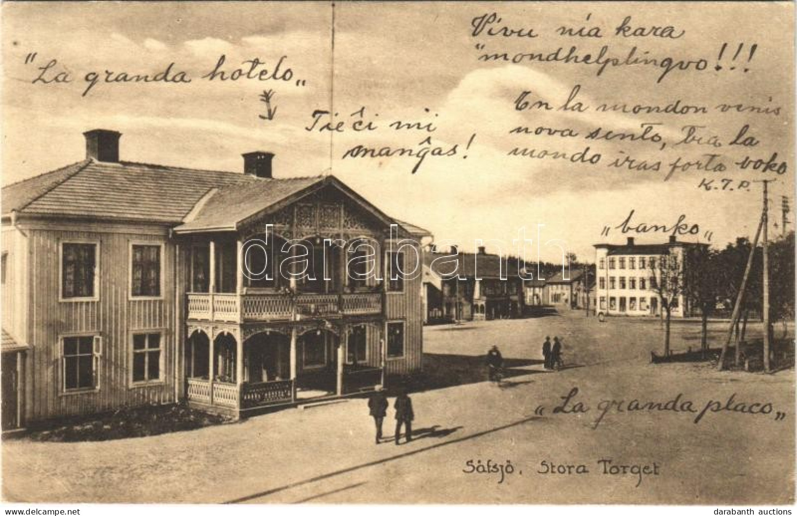 T2/T3 1928 Sävsjö, Stora Torget / Street View, Hotel, Bank (EK) - Sin Clasificación