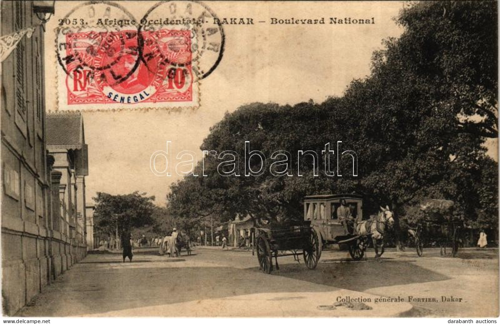 T2/T3 1909 Dakar, Boulvard National / Street View, Horse-drawn Carriages, TCV Card (EK) - Ohne Zuordnung