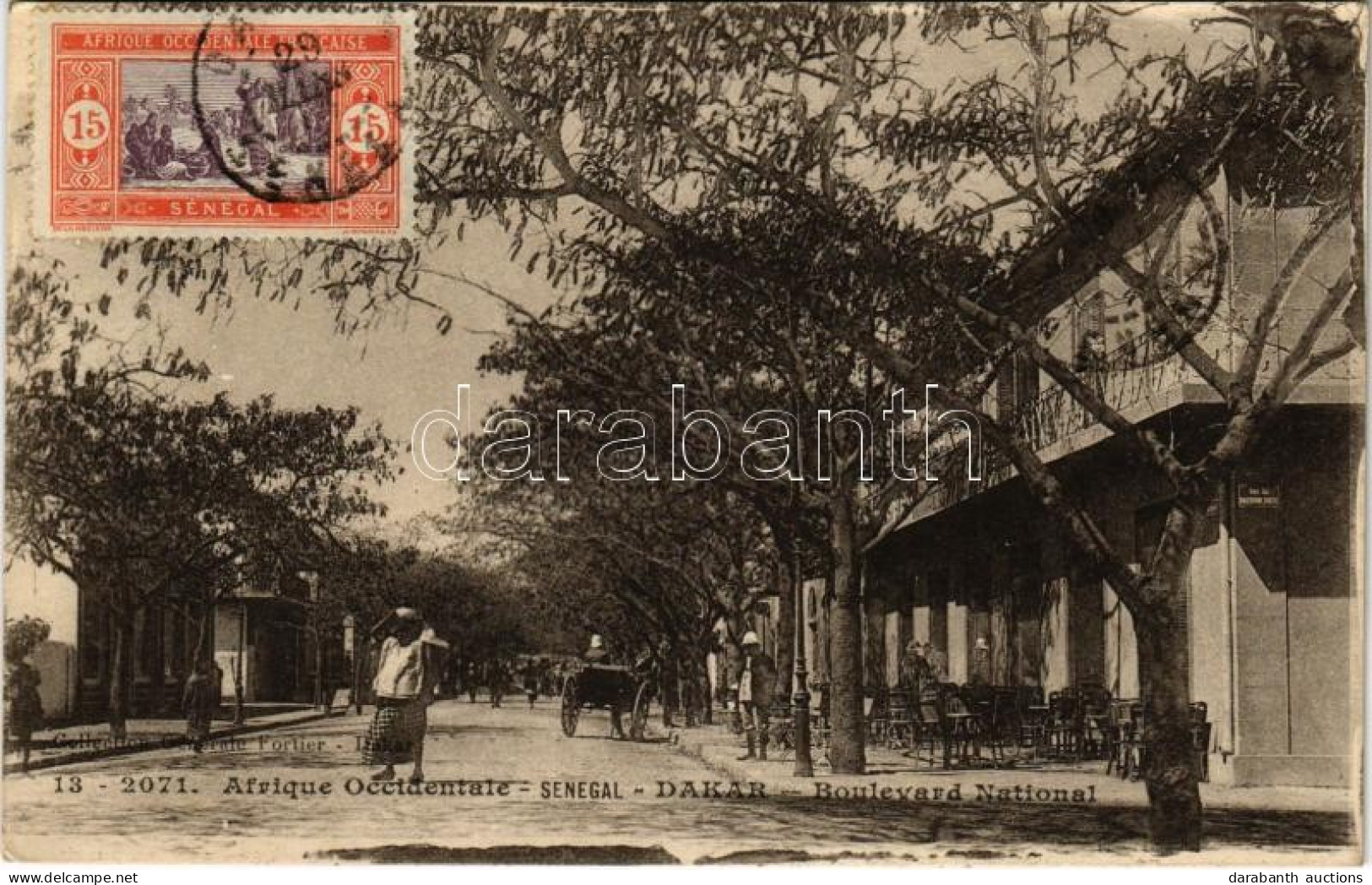 T1/T2 1919 Dakar, Boulevard National / Street View, Horse-drawn Carriage, TCV Card - Unclassified