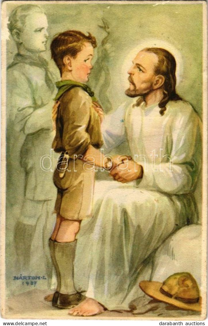 * T2/T3 A Cserkész Feltétlenül Igazat Mond. Cserkész Levelezőlapok Kiadóhivatala / Hungarian Boy Scout Art Postcard S: M - Non Classés