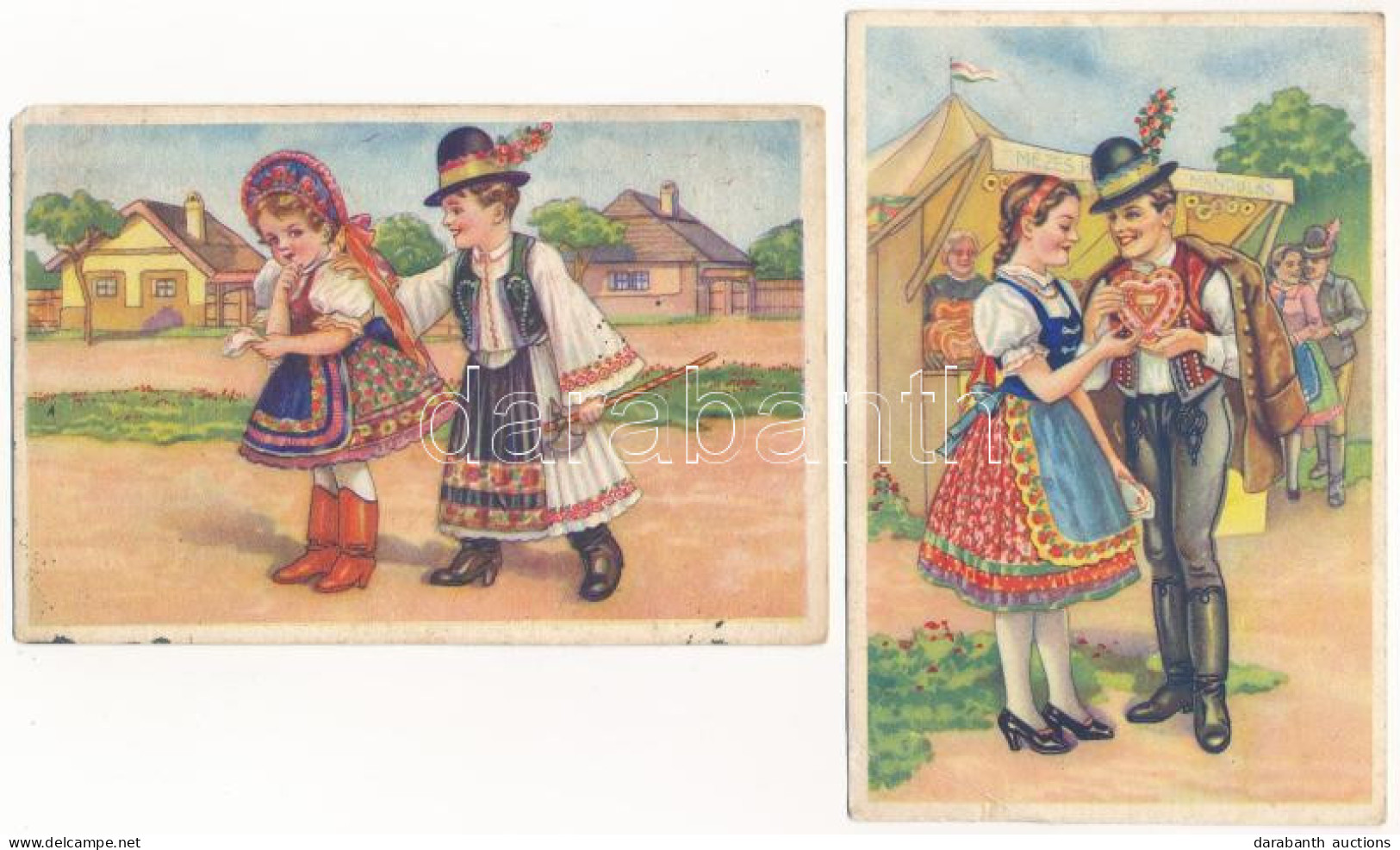 2 Db Magyar Folklór Képeslap / 2 Hungarian Folklore Postcards - Non Classés