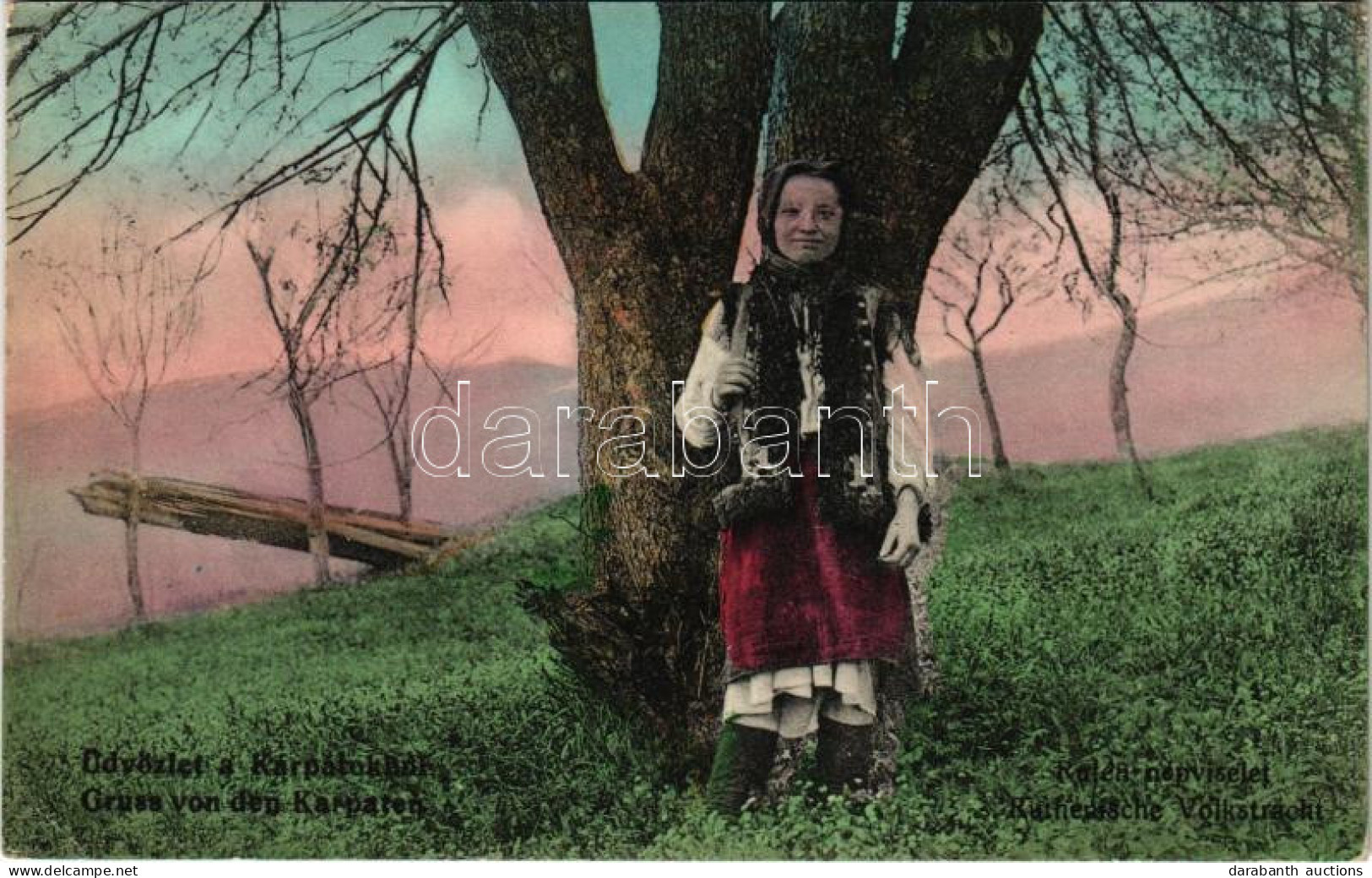 ** T3 Üdvözlet A Kárpátokból! Rutén Népviselet / Transcarpathian Folklore, Ruthenian Girl (EB) - Unclassified