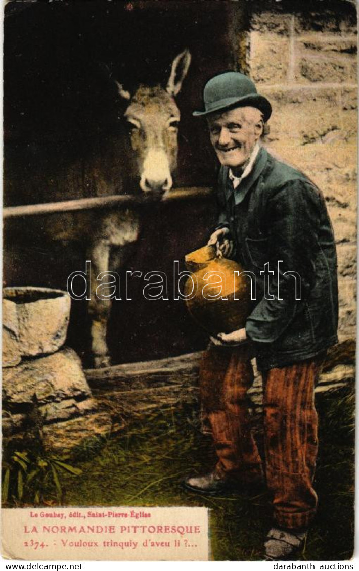 * T2/T3 La Normandie Pittoresque. Voulox Trinquiy D'aveu Li?... / French Folklore, Man With Donkey (EK) - Non Classificati