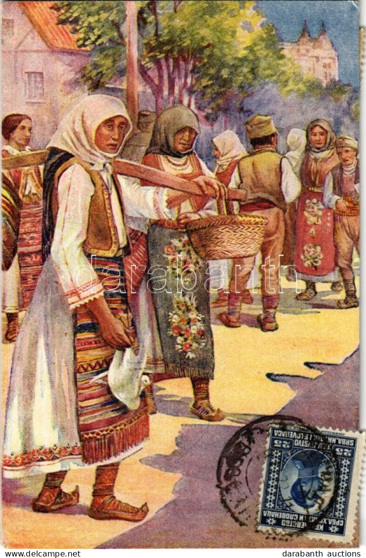 T2/T3 Seljanka Na Beogradskoj Pijaci / Peasant Woman At The Belgrade Market, Folklore Art Postcard (EK) - Sin Clasificación