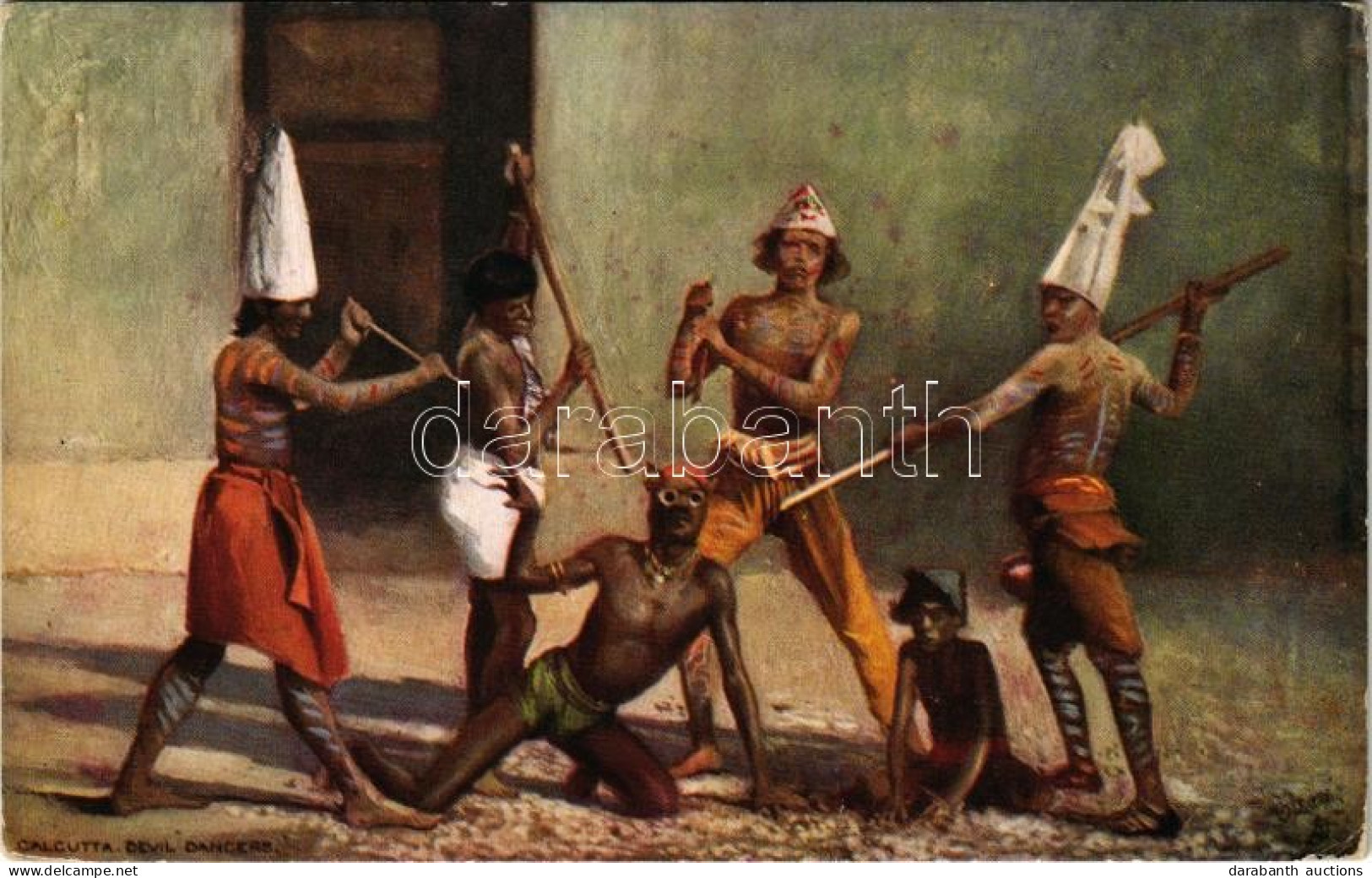 * T2/T3 Calcutta, Devil Dancers. Native Life In India. Raphael Tuck & Sons' "Oilette" Postcard 7408. Folklore Art Postca - Non Classificati