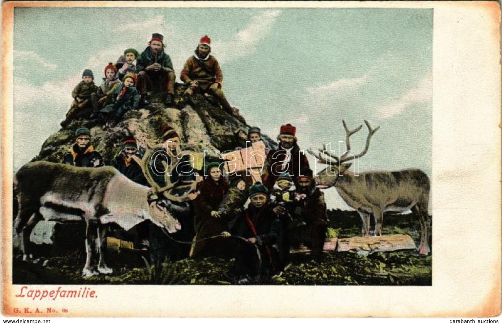 ** T2/T3 Lappefamilie / Nordic Sami (Laplander) Family, Folklore, Reindeer. G.K.A. No. 68. - Ohne Zuordnung