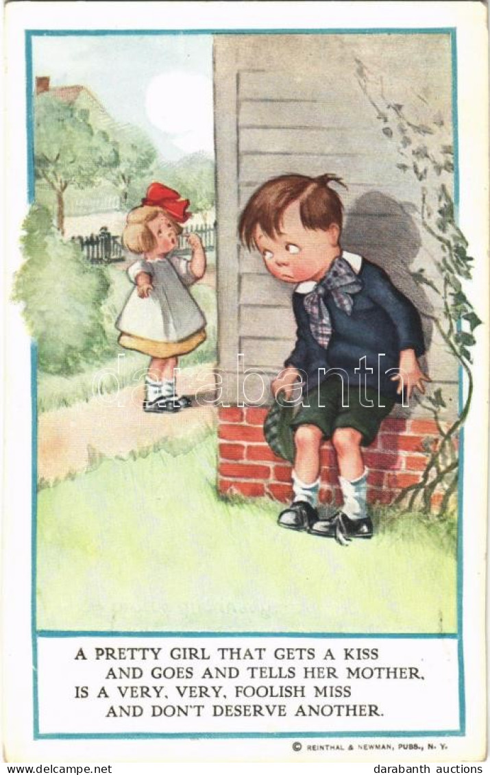 T2/T3 1913 A Pretty Girl That Gets A Kiss... Reinthal & Newman. Children Romantic Art Postcard - Unclassified