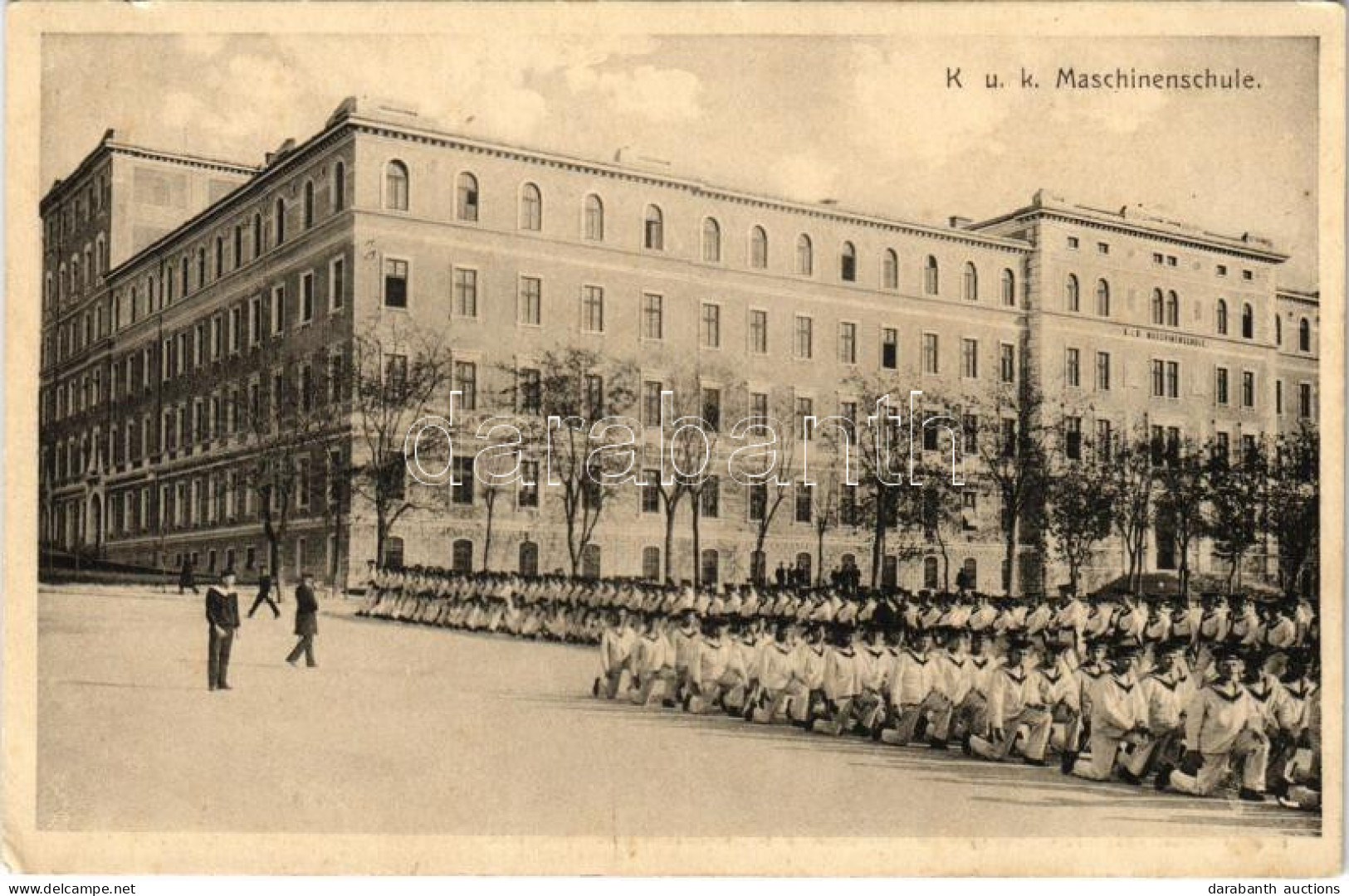** T2/T3 Pola, Pula; K.u.K. Kriegsmarine Maschinenschule / WWI Austro-Hungarian Navy Machinery School With Mariners, Lit - Zonder Classificatie