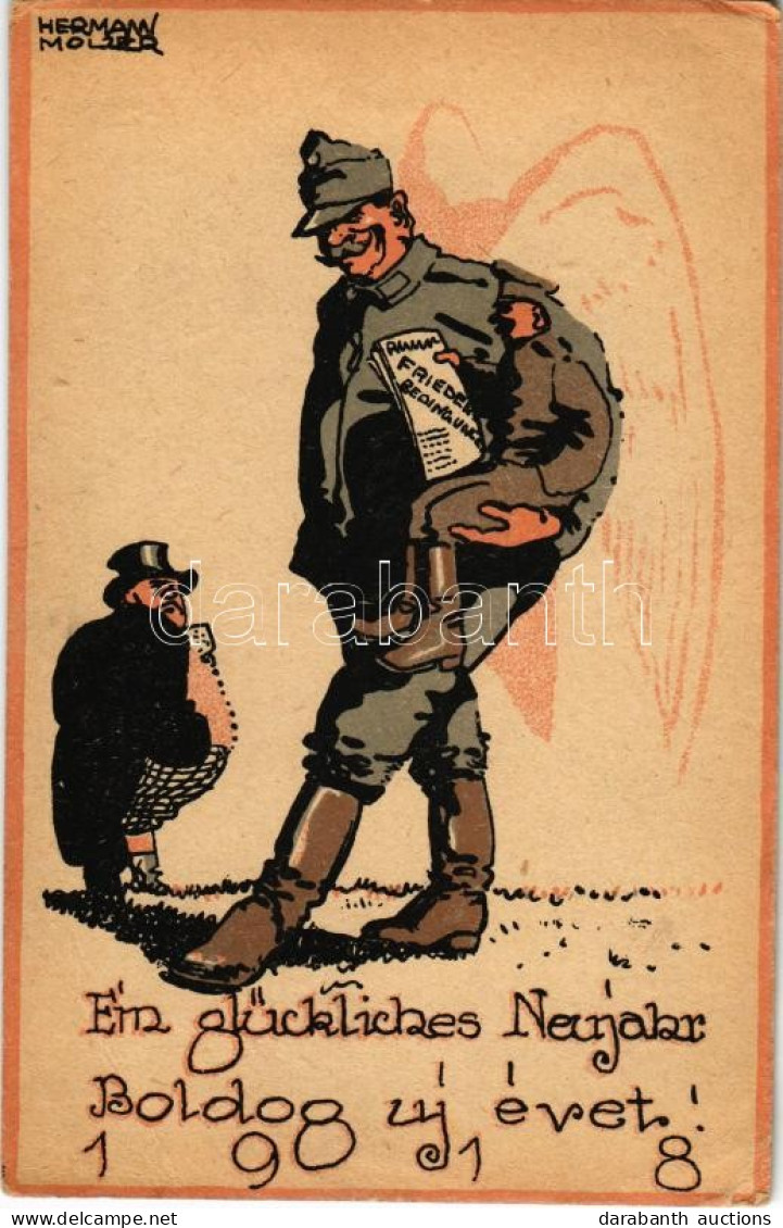 T2/T3 1917 Ein Glückliches Neujahr! Feldpostkarte / Boldog Újévet! / WWI Austro-Hungarian K.u.K. Military New Year Greet - Ohne Zuordnung