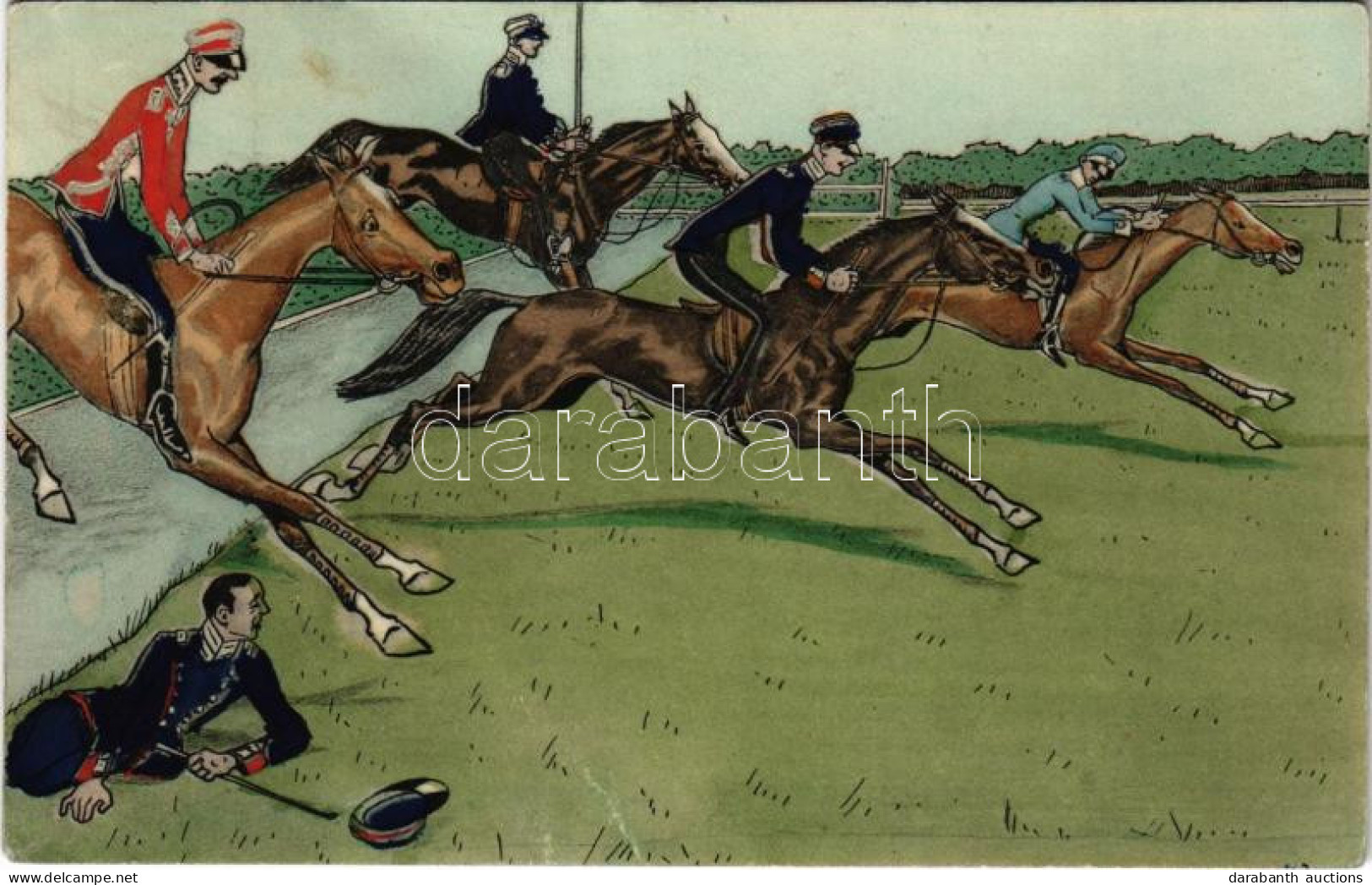 ** T2/T3 Tereplovasok és Aki Már Leesett A Lóról / Jockey Humour, Horse Race. A. Sch. & Co. B.-Sch. No. 6810. (r) - Non Classés