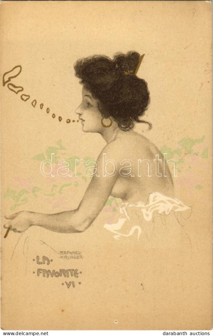 * T2/T3 La Favorite VI / Art Nouveau Lady Smoking A Cigarette. Litho S: Raphael Kirchner (fl) - Sin Clasificación