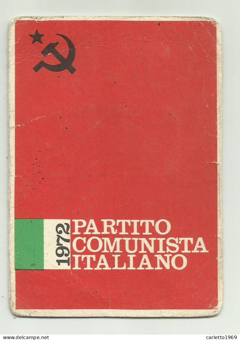 TESSERA PARTITO COMUNISTA 1972 - Tessere Associative