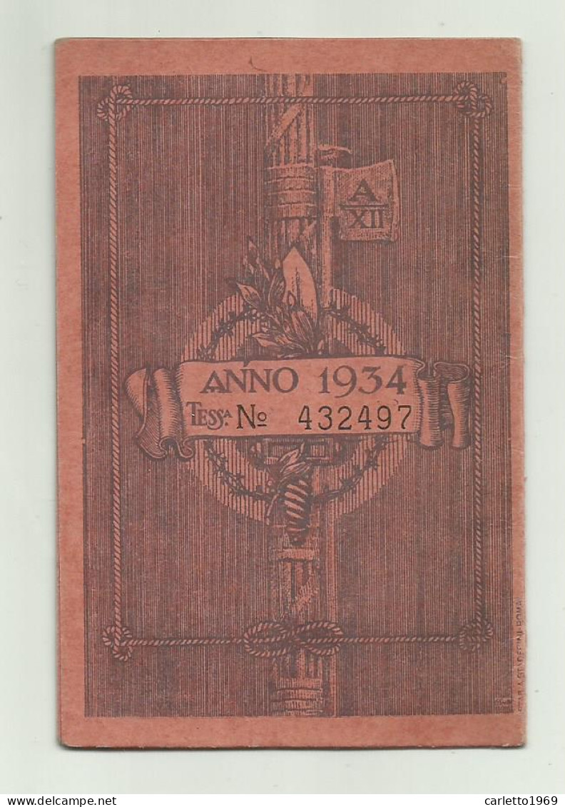 ASSOCIAZIONE NAZIONALE COMBATTENTI 1934 - Cartes De Membre