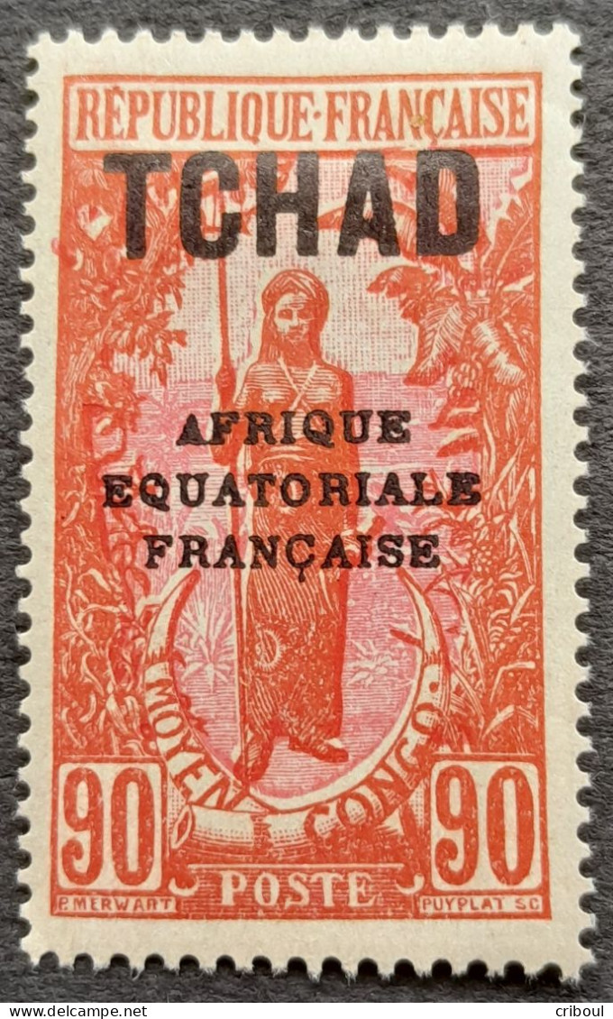 Tchad Chad 1930 1933 Femme Woman Bakalois Surchargé Overprinted AFRIQUE EQUATORIALE FRANCAISE TCHAD Yvert 53 * MH - Usati