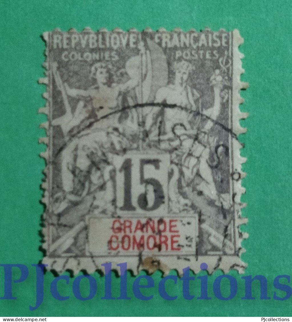 S729- GRANDE COMORE 1900 ALLEGORIA 15c USATO - USED - Gebraucht