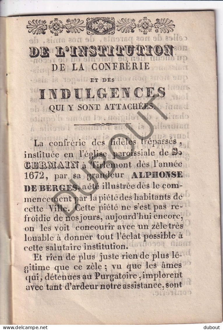 TIENEN/TIRLEMONT Notice Abrégée Fidèles Trépassés St Germain 1839 Drukkerij Merckx-Mertens (W260) - Oud