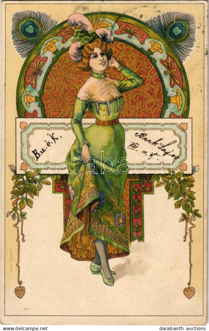 T2 1904 Szecessziós Hölgy / Art Nouveau Lady. A. Sockl Wien I. 942. Litho - Zonder Classificatie