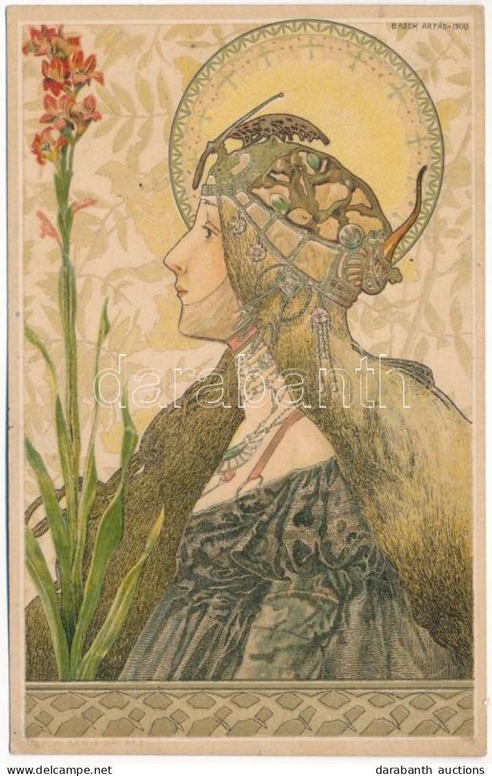 T2 1901 Magyar Szecessziós Hölgy - Litho Művészlap / Hungarian Art Nouveau Lady Art S: Basch Árpád - Non Classés