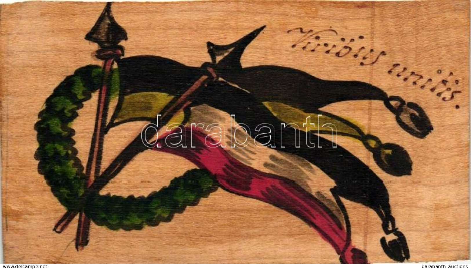 ** T4 Viribus Unitis! / German And Austro-Hunagrian Flags, Hand-painted Wooden Propaganda Card (b) - Zonder Classificatie