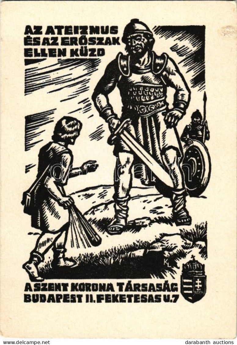 ** T2/T3 Az Ateizmus és Az Erőszak Ellen Küzd A Szent Korona Társaság! Budapest II. Fekete Sas Utca 7. / Hungarian Anti- - Unclassified